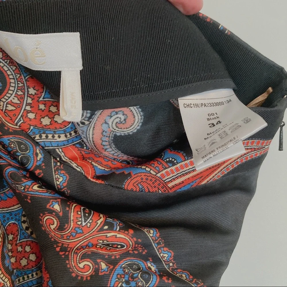 Chloé Black Persian Print Viscose Twill Women's Pants